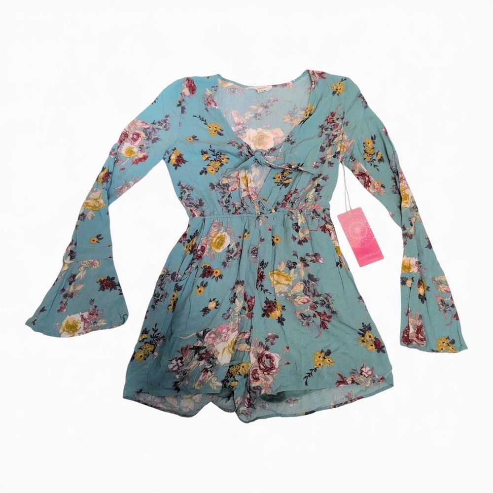 Onetheland Blue Floral‎ Romper Jumpsuit Size S